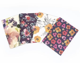 Minicuaderno floral, diario de bolsillo, tapa blanda (7,6 x 10 cm), encuadernado con grapas