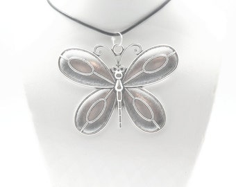 Big Butterfly Statement Necklace, Metal Butterfly Necklace