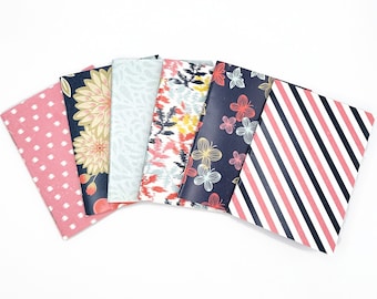 Mini Pattern Notebooks, Soft Cover, Unlined Paper (Set of 6), Staple Bound
