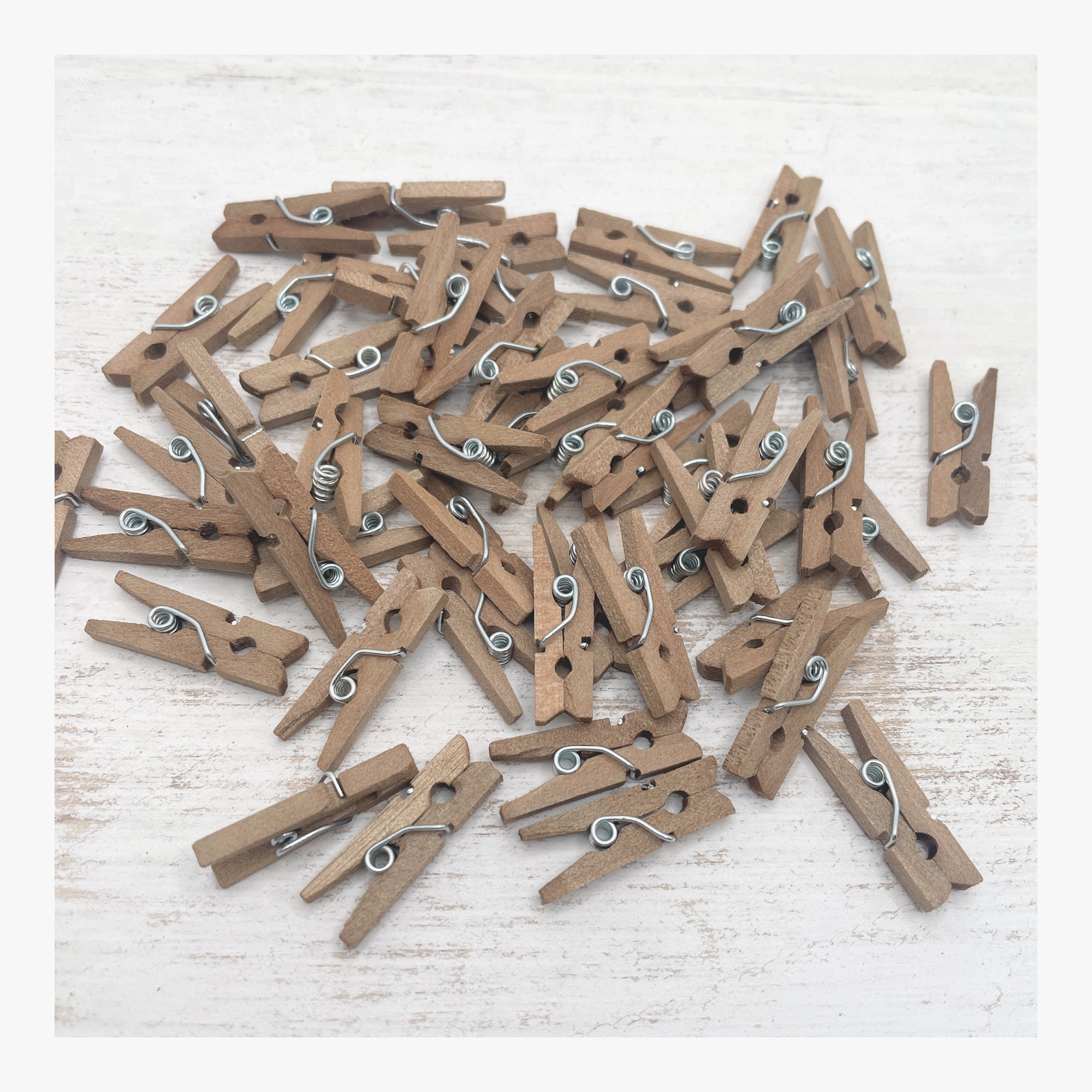 Heldig Mini Clothespins, 100pcs Sturdy Mixed Colored Wooden Mini