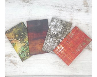 4 Mini Notebooks Journals made with Four different Patterned Covers, 2.5x4 Inches