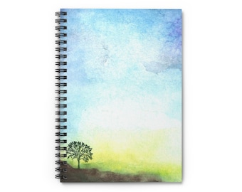 Cuaderno espiral "Horizonte de acuarela con árbol solitario"