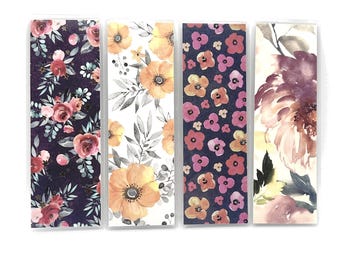 Marcapáginas florales - Juego de 4 marcapáginas de flores de acuarela