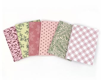 Minicuadernos con estampados florales, cuadros y botánicos, juego de 6, encuadernados con grapas