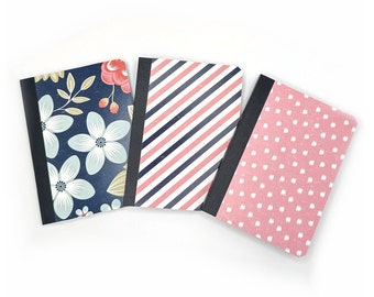 3 Mini Notebook Journals with 3 Different Patterns