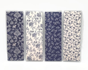 Marcapáginas florales laminados hechos a mano, juego de 4 (opción con borla)