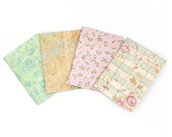 Juego de 4 minicuadernos con estampado floral, diarios de bolsillo de 3x4, encuadernados con grapas