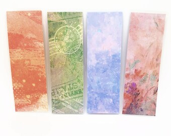 Marcapáginas de acuarela, juego de 4, diseño floral abstracto y de viajes