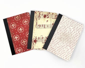 3 mini cuadernos de composición con tapas de estilo vintage desgastado, 8,25 x 11,4 cm