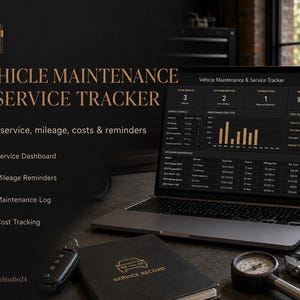 Vehicle Maintenance Tracker Excel | Car Service Log, Mileage & Service Schedule | Auto Maintenance Spreadsheet