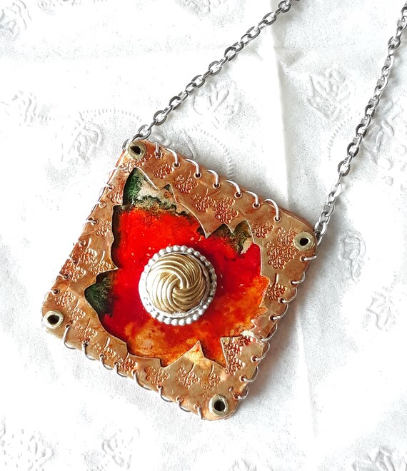 専用4 Handmade Copper Maple Leaf Pendant, Hand Stamped Design - Etsy