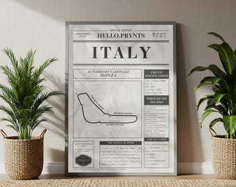 Monza Circuit Poster - Italian Grand Prix - Vintage Style Wall Art - Racing Gift
