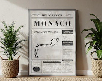 Monte-Carlo Circuit Poster -  Monaco Grand Prix - Vintage Style Wall Art - Racing Gift