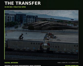 Alien Spaceship Wall Art, Sci-Fi Photography, Las Vegas Train Yard Digital Print, The Transfer
