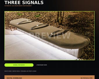 Three Signals Futuristic Las Vegas Architecture Photograph, Panoramic Digital Night Wall Art