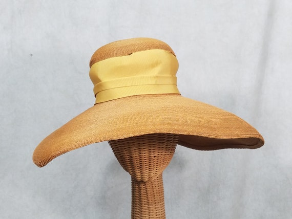 1950s Hat Huge Brim Straw Lilly Dache Vintage Stra