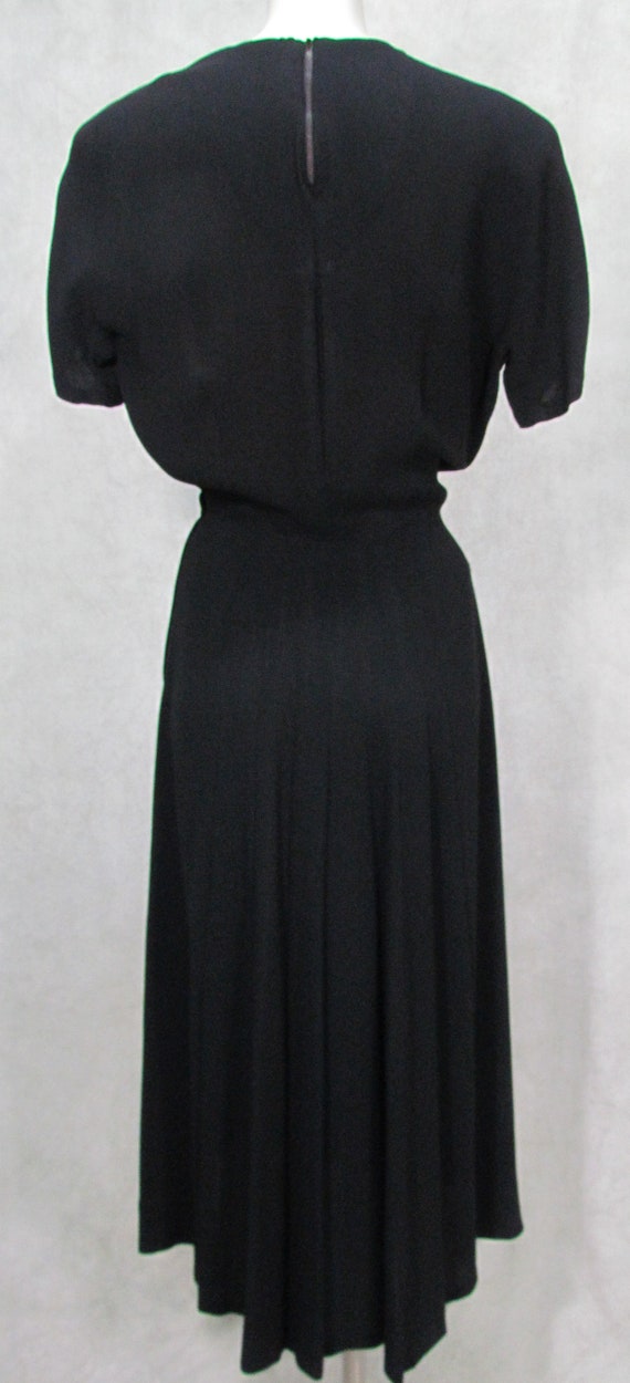 Sheer Neckline 1940s Dress Dangle Beads Black Cre… - image 7