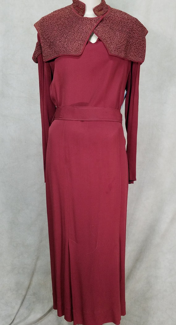 1940s Dress Cranberry Crepe 1930s Dress