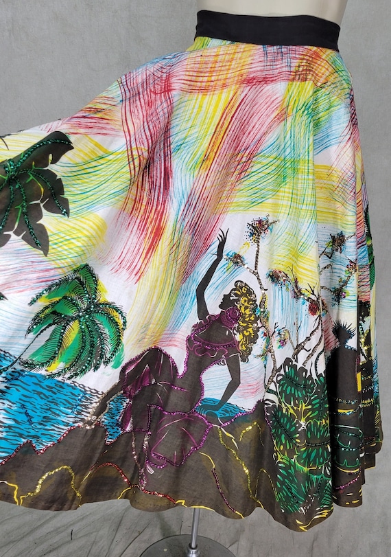 1950s Beaded & Hand Painted Mexican Circle Skirt