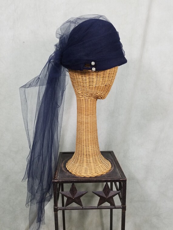 1950s Hat 1960s Hat Helmet Hat with Netting and Rh