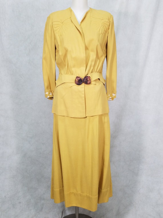 1940s Suit Mustard Vintage Womens Dress