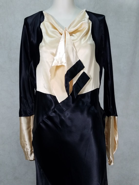 1930s Dress Bias Cut Blk Unique Sleeve Shimmer Si… - image 2