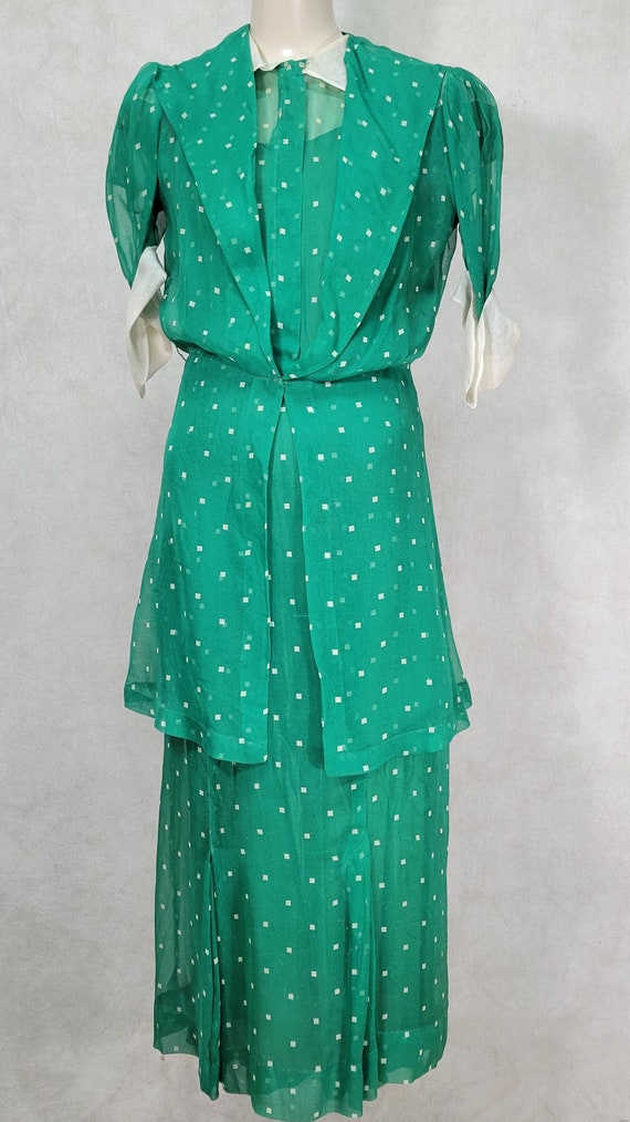 Green 1930s Dress and Jacket Vintage 1930s Dress 1