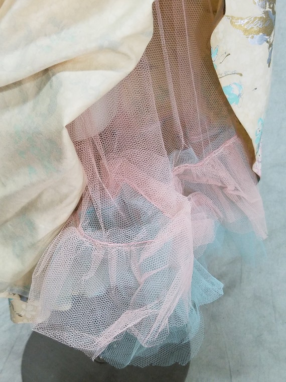 Unique Bottom 1950s Dress Flower 3D Netting Rhine… - image 10