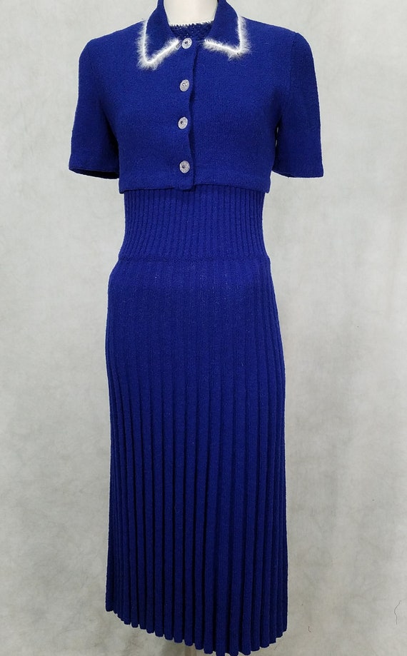 1930s Dress 2 Piece Bolero Knit Stretch Lambswool