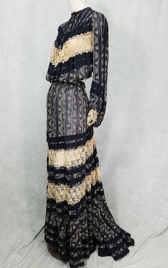 1900s Dress Edwardian Gibson Girl Tea Dress Lace B