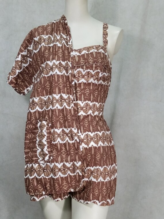 1950s Swimsuit Cole of California Cotton Print w/B