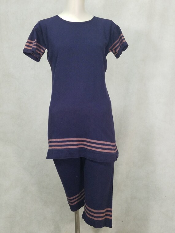 1920s Swimsuit Cotton 2 Piece Unisex Beachwear Bat