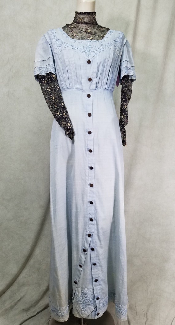 Wearable 1910 Vintage Dress Blue Edwardian Antique