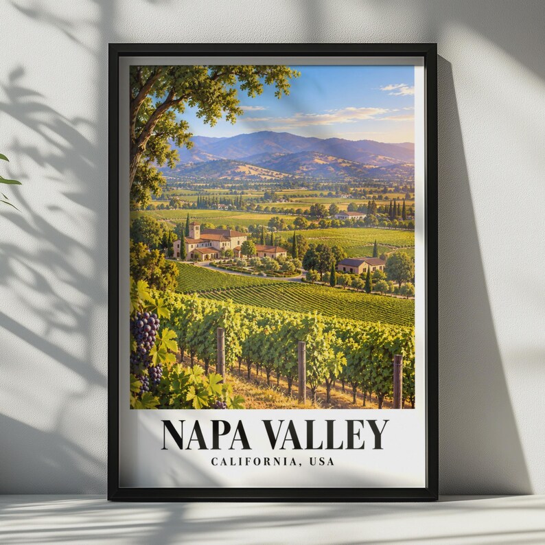 Napa Valley California Travel Poster | Wine Country Wall Art, Vineyard ...