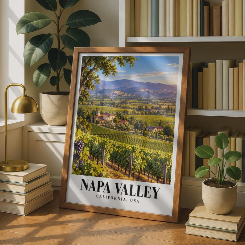 Napa Valley California Travel Poster | Wine Country Wall Art, Vineyard ...