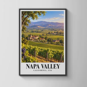 Napa Valley California Travel Poster | Wine Country Wall Art, Vineyard ...