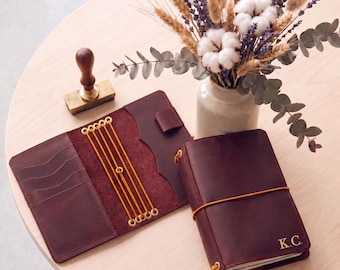 Personalized Journal, Leather Journal Case, A5 Notebook Cover, Engraved Journal, Travel Journal, Refillable Notebook, B5 Planner Cover