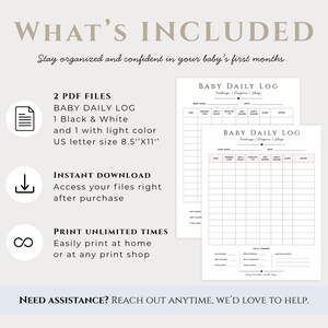 Baby-Tagebuch | Fütterungs- und Windelprotokoll | Babyschlaf-Tracker | Wochenbettpflege | Druckbarer Baby-Tagesplan | US-Letter (Digitaler Download)