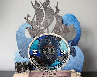 Ocean Beach Ultra Buckle Display- Blackbeard's Revenge Ultramarathon Personalized Display- Trail 100 Mile 50 Mile Ultra Run Race Display
