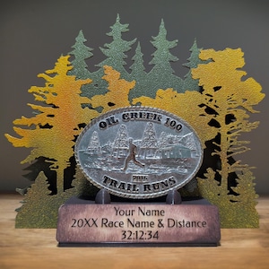 Personalized Forest Trail Running Buckle Display, Ultra Marathon Buckle Display