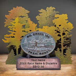 Personalized Forest Trail Running Buckle Display, Ultra Marathon Buckle Display