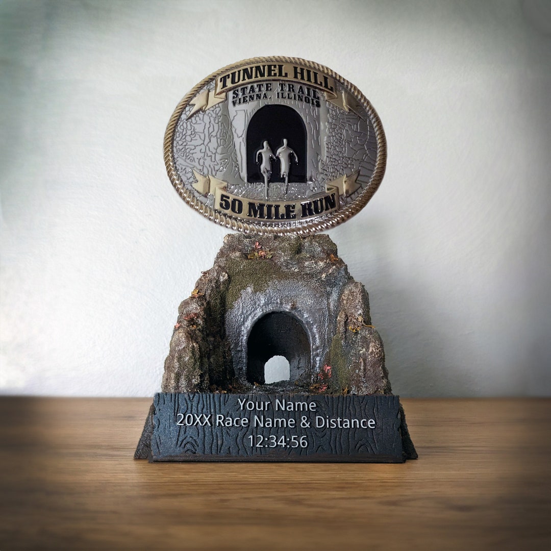 Tunnel Hill Ultramarathon Personalized Buckle Display Unique Trail 100 Mile 50 Mile Ultra Run