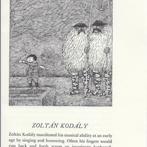 Vintage Original EDWARD GOREY Print from 1974. Edward Gorey Art. &quot;Zoltan Kodaly&quot; Edward Gorey Illustration in Excellent Condition