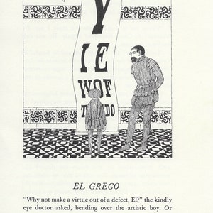 Vintage Original EDWARD GOREY Print from 1974. Edward Gorey Art. &quot;EL Greco&quot; Edward Gorey Illustration in Excellent Condition