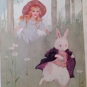 Decoración de Alicia en el país de las maravillas, Lewis Carroll, Margaret Tarrant, Impresión de conejo blanco, Decoración de conejo blanco, Alicia en el país de las maravillas, Conejo blanco