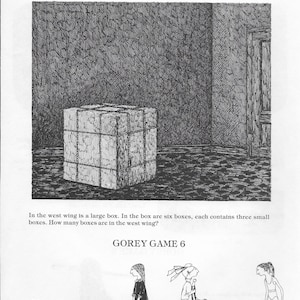 Vintage Original EDWARD GOREY Print from 1979. 2 Sided Edward Gorey Art &quot;Gorey Games 5 6 7 8&quot;. Edward Gorey Poster Excellent Condition