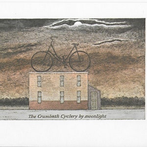 Bicycle Gifts, Cycling Print, Cycling Gifts, Aesthetic Room Decor, Edward Gorey, Goth Home Decor, Original Lithograph, Edward Gorey Print