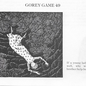 Vintage ORIGINAL EDWARD GOREY Art from 1979. 2 Sided Edward Gorey Print &quot;Gorey Games 48 49 50 51&quot;. Edward Gorey Poster Very Fine Condition