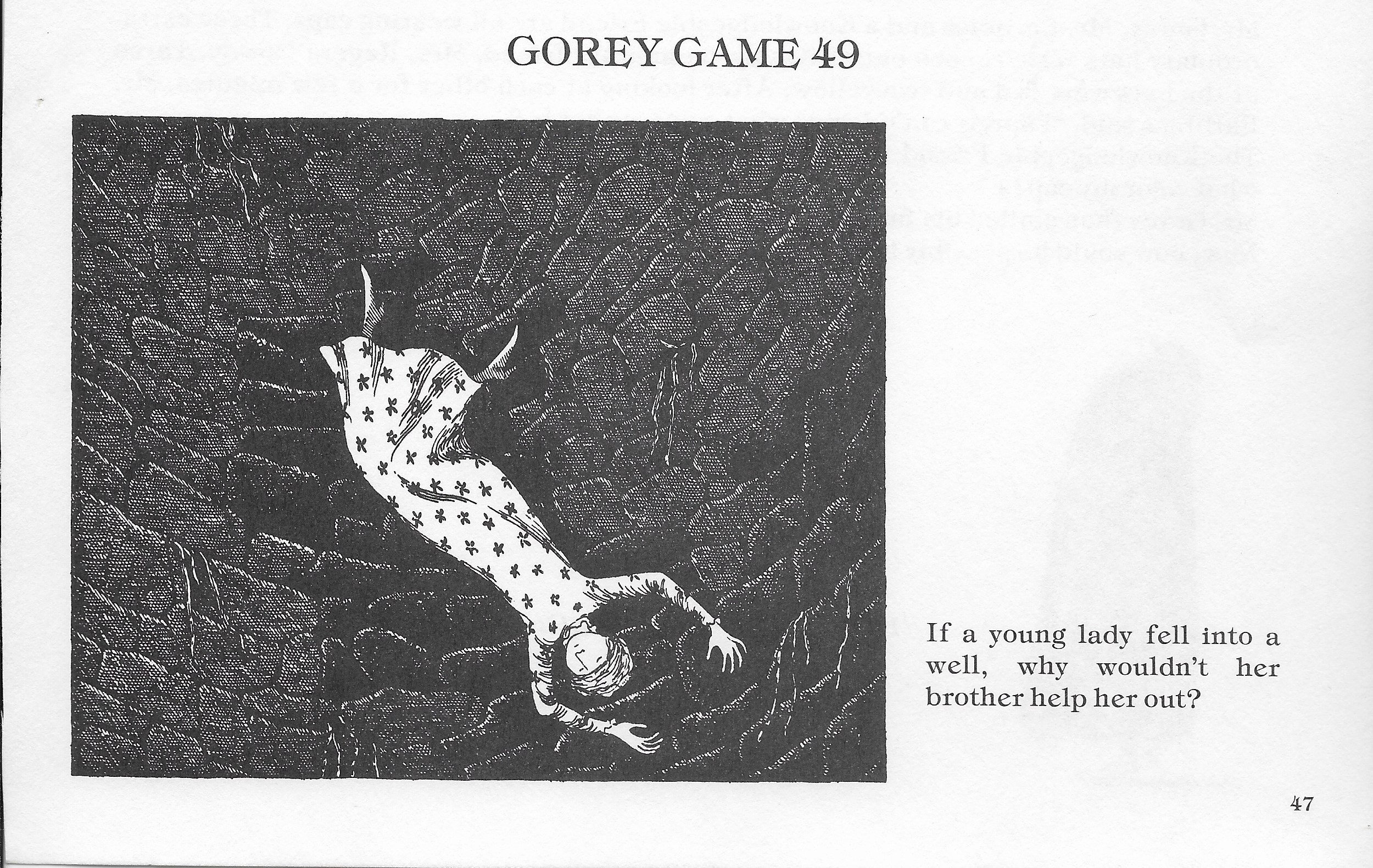 Vintage ORIGINAL EDWARD GOREY Art from 1979. 2 Sided Edward Gorey Print "Gorey Games 48 49 50 51". Edward Gorey Poster Very Fine Condition