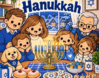 It's Hanukkah Coloring Book: Family Traditions, Menorah, Dreidel (8 Nights)